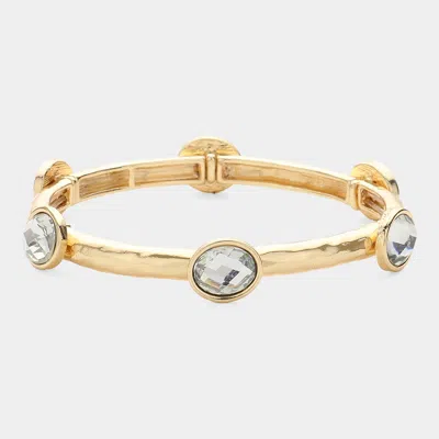 Fashnzfab Oval Stone Cluster Pointed Stretch Bracelet Clear In Multi