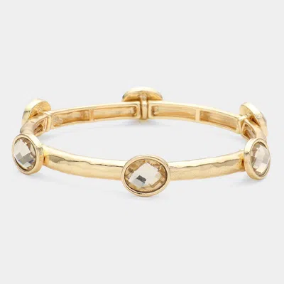 Fashnzfab Oval Stone Cluster Pointed Stretch Bracelet Yellow