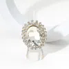 Fashnzfab Oval Stone Cluster Pointed Stretch Ring In Multi