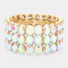 Fashnzfab Oval Stone Cluster Stretch Evening Bracelet Ab, Gold In Multi