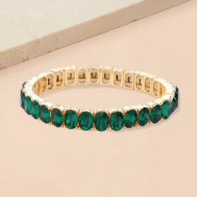 Fashnzfab Oval Stone Cluster Stretch Evening Bracelet In Gold