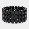 Fashnzfab Oval Stone Cluster Stretch Evening Bracelet Jet Black In Black