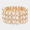Fashnzfab Oval Stone Cluster Stretch Evening Bracelet Lt Col Topaz In Multi