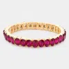 Fashnzfab Oval Stone Cluster Stretch Evening Bracelet In Red