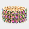 Fashnzfab Oval Stone Cluster Stretch Evening Bracelet Vitrail Medium In Multi