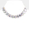 Fashnzfab Oval Stone Evening Necklace In Metallic