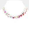 Fashnzfab Oval Stone Evening Necklace In Pink