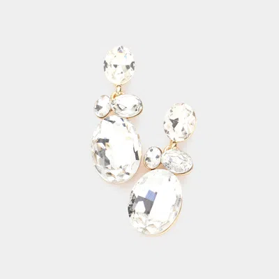 Fashnzfab Oval Stone Link Dangle Evening Earrings In Gold