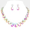 Fashnzfab Oval Stone Link Evening Necklace In Multi