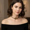 Fashnzfab Oval Stone Pendant Accent Cord Necklace - Brown In Multi