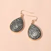 Fashnzfab Oval Stone Pointed Antique Metal Teardrop Dangle Earrings In Multi