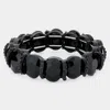 Fashnzfab Oval Stone Stretch Evening Bracelet Jet Black In Black