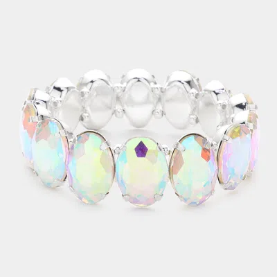 Fashnzfab Oval Stone Stretch Evening Bracelet In Multi