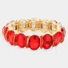 Fashnzfab Oval Stone Stretch Evening Bracelet Siam In Multi