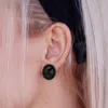 Fashnzfab Oval Stone Stud Evening Earrings In Metallic