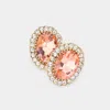 Fashnzfab Oval Stone Stud Evening Earrings In Pink