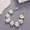 Fashnzfab Oval Teardrop Square Crystal Stone Cluster Charm Bracelet Rhodium In Multi