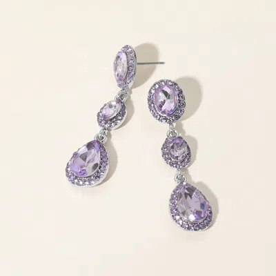 Fashnzfab Oval Teardrop Stone Cluster Link Dropdown Evening Earrings In Purple
