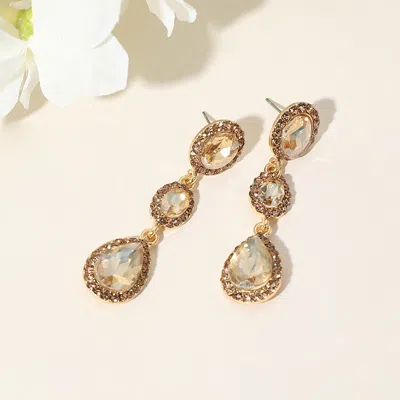 Fashnzfab Oval Teardrop Stone Cluster Link Dropdown Evening Earrings In Silver