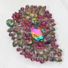 Fashnzfab Oversize Multi Stone Floral Pin Brooch In Pink