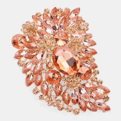 Fashnzfab Oversize Multi Stone Floral Pin Brooch In Pink