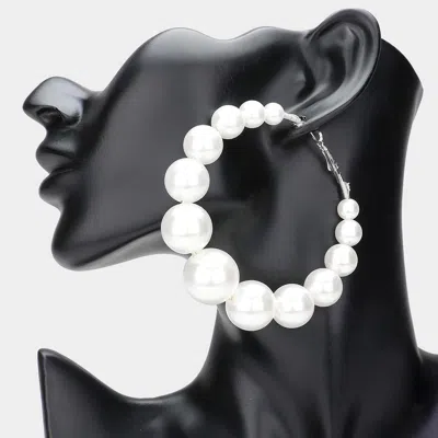 Fashnzfab Oversize Pearl Hoop Earrings In Black
