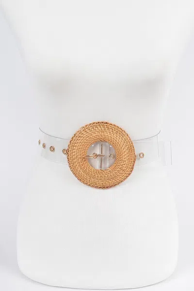 Fashnzfab Oversize Weaved Bamboo Buckle Clear Belt In Multi