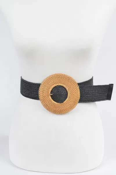 Fashnzfab Oversize Weaved Bamboo Buckle Elatic Belt In Neutral