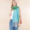 Fashnzfab Oversized 3 Tone Soft Twisted Fringe Scarf In Green