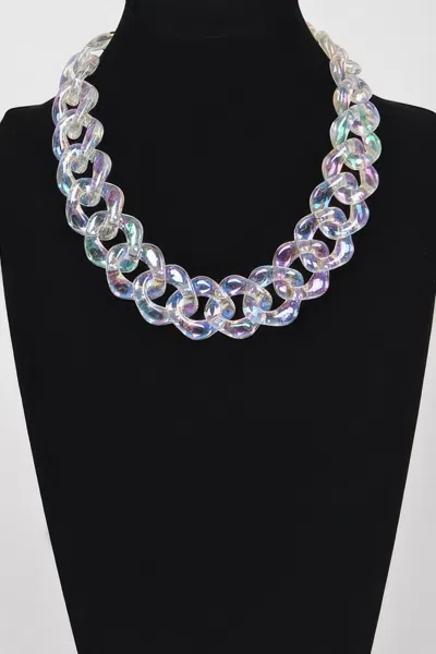 Fashnzfab Oversized Ab Plastic Chain Necklace In Multi