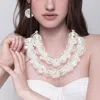 Fashnzfab Oversized Acrylic Ball Beaded Double Layered Statement Necklace In Neutral
