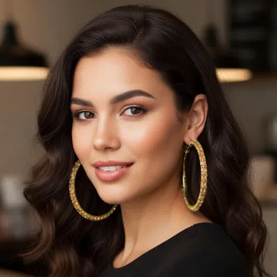 Fashnzfab Oversized Baguette Rhinestone Embellished Hoop Earrings - Gold, Lt Col Topaz In Multi