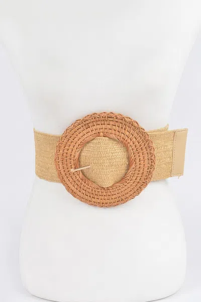 Fashnzfab Oversized Bamboo Buckle Waist Elastic Belt In Gold