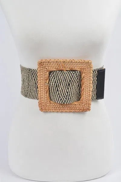 Fashnzfab Oversized Bamboo Buckle Waist Elastic Belt In Multi