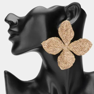 Fashnzfab Oversized Bling Studded Flower Earrings In Gold