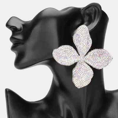 Fashnzfab Oversized Bling Studded Flower Earrings In Multi