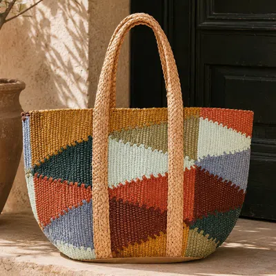 Fashnzfab Oversized Boho Woven Carryall Shoulder Tote Bag In Multi