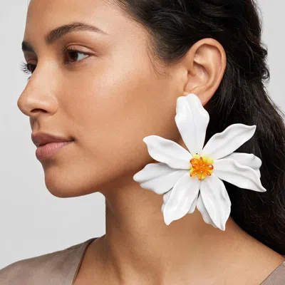 Fashnzfab Oversized Bold Bloom Floral Statement Earrings In Gold