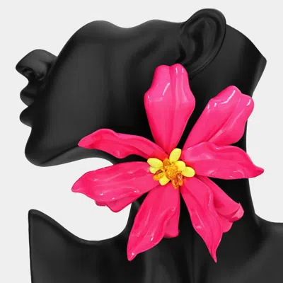 Fashnzfab Oversized Bold Bloom Floral Statement Earrings In Red