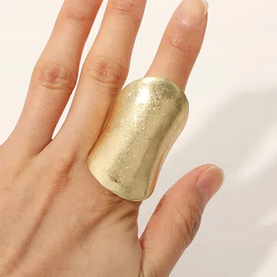 Fashnzfab Oversized Bold Curved Statement Stretch Ring In Gold
