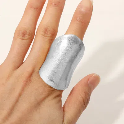 Fashnzfab Oversized Bold Curved Statement Stretch Ring In Pattern