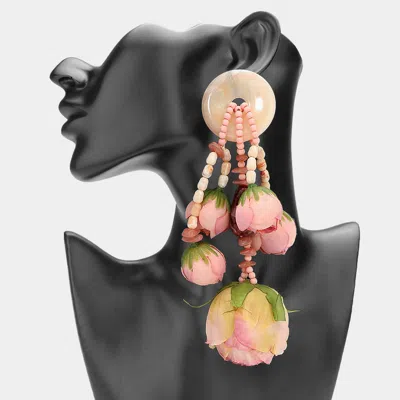 Fashnzfab Oversized Bold Floral Drop Statement Earrings In Multi