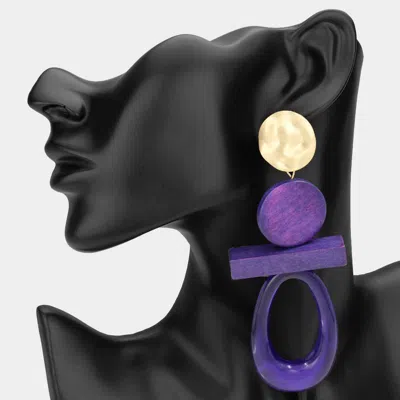 Fashnzfab Oversized Bold Geometric Resin Link Drop Statement Earrings In Purple