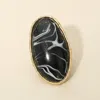 Fashnzfab Oversized Bold Oval Stone Accent Stretch Ring In Black