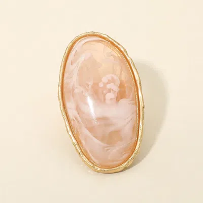 Fashnzfab Oversized Bold Oval Stone Accent Stretch Ring In Pink