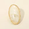Fashnzfab Oversized Bold Oval Stone Accent Stretch Ring In Silver