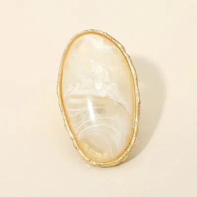 Fashnzfab Oversized Bold Oval Stone Accent Stretch Ring In Silver