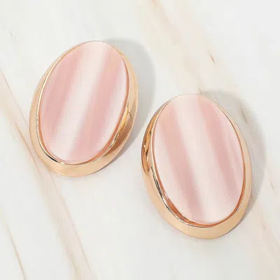 Fashnzfab Oversized Bold Resin Oval Frame Statement Earrings In Pink