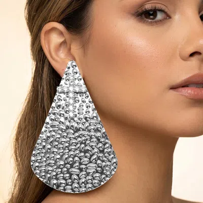 Fashnzfab Oversized Bold Textured Teardrop Statement Earrings In Multi