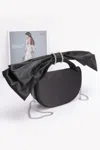 Fashnzfab Oversized Bow Handle Satin Crossbody Bag In Black